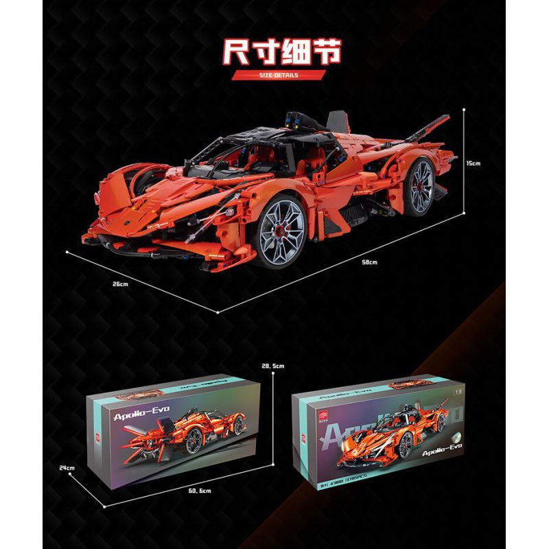 MODEL PLAY BRICK CREATION 43100 non  ABORO EVO tỷ lệ 1:8 bộ đồ chơi xếp lắp ráp ghép mô hình  APOLLO-EVO Kỹ Thuật Công Nghệ Cao Mô Hình Phương Tiện 3785 khối