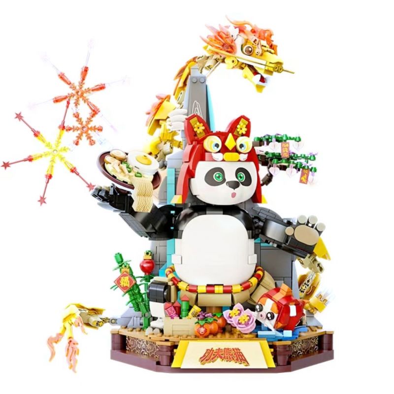 PANTASY 86504 non Lego KUNG FU PANDA VÀ DRAGON WARRIOR CHÀO MỪNG TẾT NGUYÊN ĐÁN bộ đồ chơi xếp lắp ráp ghép mô hình Creator DRAGON WARRIOR SPRING FESTIVAL SPECIAL EDITION Sáng Tạo 1500 khối