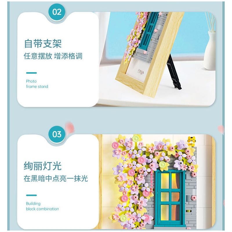 WEILE CHUANGXIANG 6015 non  HẠNH PHÚC KHI ĐƯỢC NGẮM HOA bộ đồ chơi xếp lắp ráp ghép mô hình Arts & Crafts 526 khối