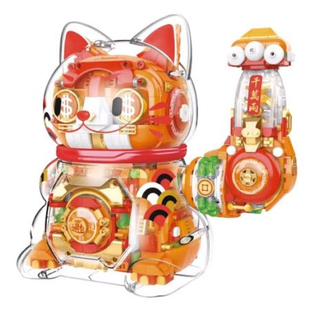 JAKI JK8888-1 8888-1 JK8888-2 8888-2 non  SÁNG TẠO THỜI THƯỢNG MÈO SIÊU MAY MẮN bộ đồ chơi xếp lắp ráp ghép mô hình SUPER LUCKY CAT