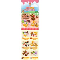 FORANGE FC8288 8288 non  BỘ SƯU TẬP MINI 6 HỘP CƠM TRƯA BÁNH TRÁI CÂY CUỘN ĐỒ ĂN NHANH KIỂU MỸ SUSHI BĂNG CHUYỀN MÌ NƯỚNG MỚI HẠNH NHÂN TẦNG bộ đồ chơi xếp lắp ráp ghép mô hình 843 khối