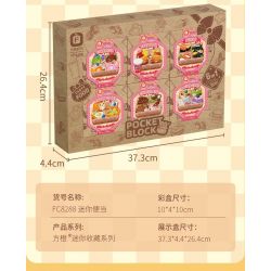 FORANGE FC8288 8288 non  BỘ SƯU TẬP MINI 6 HỘP CƠM TRƯA BÁNH TRÁI CÂY CUỘN ĐỒ ĂN NHANH KIỂU MỸ SUSHI BĂNG CHUYỀN MÌ NƯỚNG MỚI HẠNH NHÂN TẦNG bộ đồ chơi xếp lắp ráp ghép mô hình 843 khối