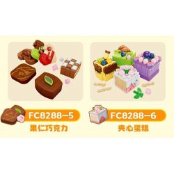 FORANGE FC8288 8288 non  BỘ SƯU TẬP MINI 6 HỘP CƠM TRƯA BÁNH TRÁI CÂY CUỘN ĐỒ ĂN NHANH KIỂU MỸ SUSHI BĂNG CHUYỀN MÌ NƯỚNG MỚI HẠNH NHÂN TẦNG bộ đồ chơi xếp lắp ráp ghép mô hình 843 khối