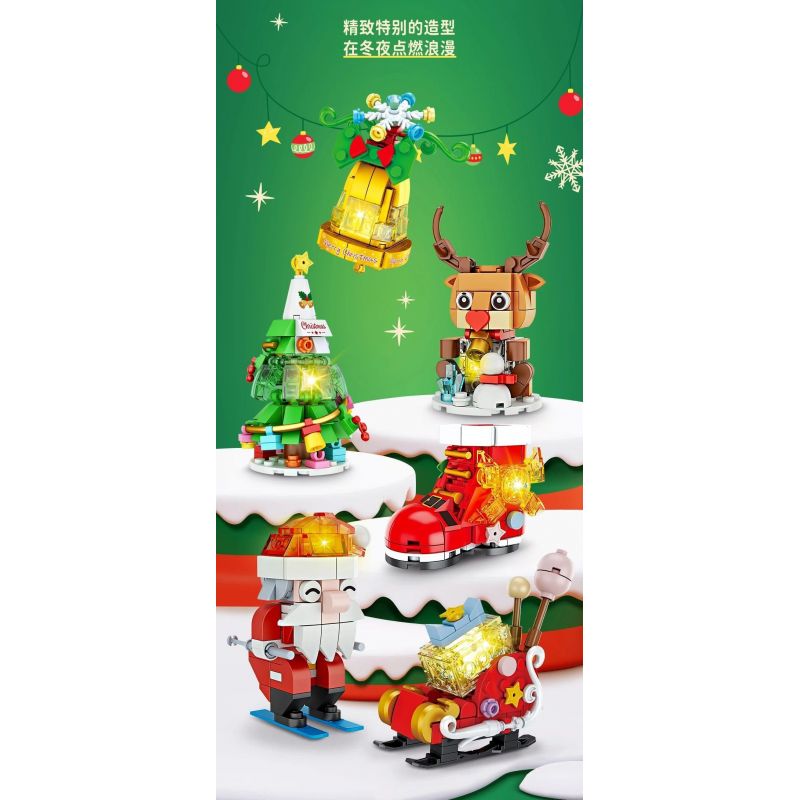 FORANGE FC8287 8287 non  BỘ SƯU TẬP NHỎ 9 ĐỒ TRANG TRÍ ĐÈN GIÁNG SINH bộ đồ chơi xếp lắp ráp ghép mô hình Creator Sáng Tạo 602 khối