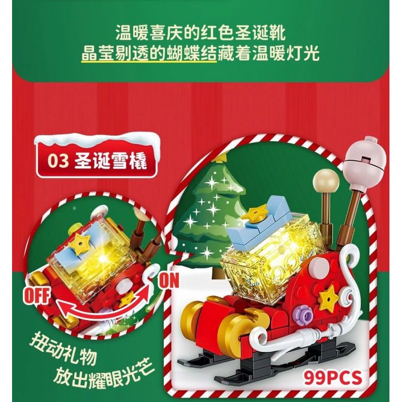 FORANGE FC8287 8287 non  BỘ SƯU TẬP NHỎ 9 ĐỒ TRANG TRÍ ĐÈN GIÁNG SINH bộ đồ chơi xếp lắp ráp ghép mô hình Creator Sáng Tạo 602 khối