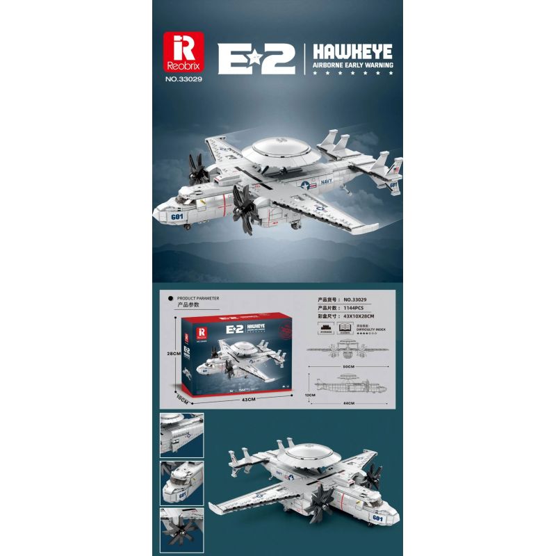 SEMBO 608063 non  MÁY BAY CẢNH BÁO SỚM TRÊN TÀU SÂN E2 bộ đồ chơi xếp lắp ráp ghép mô hình Military Army E2 HAWKEYE AIRBORNE EARLY WARNING Quân Sự Bộ Đội 97 khối