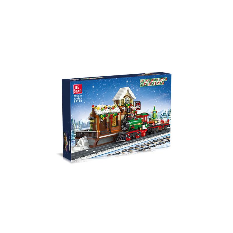 JIESTAR 89142 non  GA XE LỬA GIÁNG SINH bộ đồ chơi xếp lắp ráp ghép mô hình Creator THE RAILWAY STATION CHRISTMAS Sáng Tạo 1362 khối