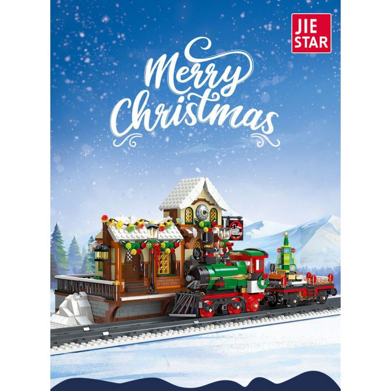 JIESTAR 89142 non  GA XE LỬA GIÁNG SINH bộ đồ chơi xếp lắp ráp ghép mô hình Creator THE RAILWAY STATION CHRISTMAS Sáng Tạo 1362 khối