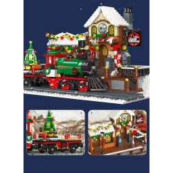 JIESTAR 89142 non  GA XE LỬA GIÁNG SINH bộ đồ chơi xếp lắp ráp ghép mô hình Creator THE RAILWAY STATION CHRISTMAS Sáng Tạo 1362 khối