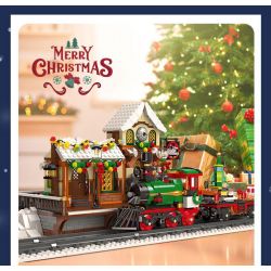 JIESTAR 89142 non  GA XE LỬA GIÁNG SINH bộ đồ chơi xếp lắp ráp ghép mô hình Creator THE RAILWAY STATION CHRISTMAS Sáng Tạo 1362 khối