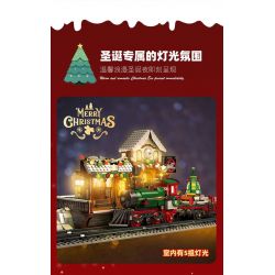 JIESTAR 89142 non  GA XE LỬA GIÁNG SINH bộ đồ chơi xếp lắp ráp ghép mô hình Creator THE RAILWAY STATION CHRISTMAS Sáng Tạo 1362 khối