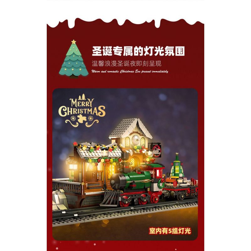 JIESTAR 89142 non  GA XE LỬA GIÁNG SINH bộ đồ chơi xếp lắp ráp ghép mô hình Creator THE RAILWAY STATION CHRISTMAS Sáng Tạo 1362 khối