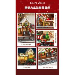 JIESTAR 89142 non  GA XE LỬA GIÁNG SINH bộ đồ chơi xếp lắp ráp ghép mô hình Creator THE RAILWAY STATION CHRISTMAS Sáng Tạo 1362 khối
