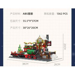 JIESTAR 89142 non  GA XE LỬA GIÁNG SINH bộ đồ chơi xếp lắp ráp ghép mô hình Creator THE RAILWAY STATION CHRISTMAS Sáng Tạo 1362 khối
