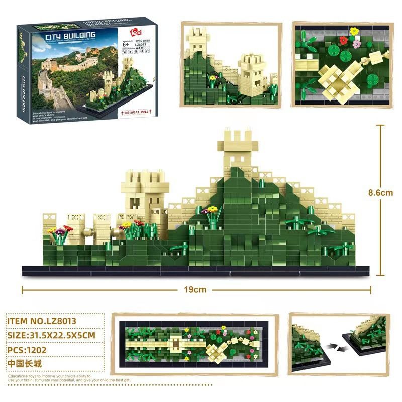 FUN IMAGINATION LZ8013 8013 non  VẠN LÝ TRƯỜNG THÀNH bộ đồ chơi xếp lắp ráp ghép mô hình Buildings THE GREAT WALL 1202 khối