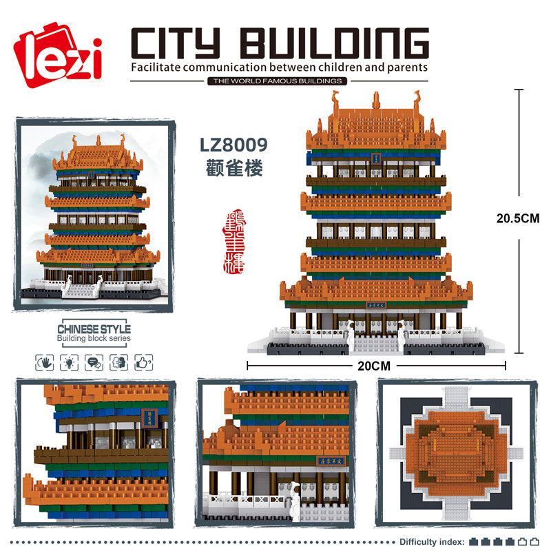 FUN IMAGINATION LZ8009 8009 non  THÁP QUANQUE bộ đồ chơi xếp lắp ráp ghép mô hình Buildings 2761 khối