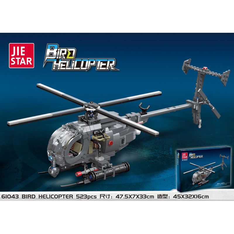 JIESTAR 61043 non  MÁY BAY TRỰC THĂNG CHIM NHỎ bộ đồ chơi xếp lắp ráp ghép mô hình Military Army BIRD HELICOPTER Quân Sự Bộ Đội 523 khối