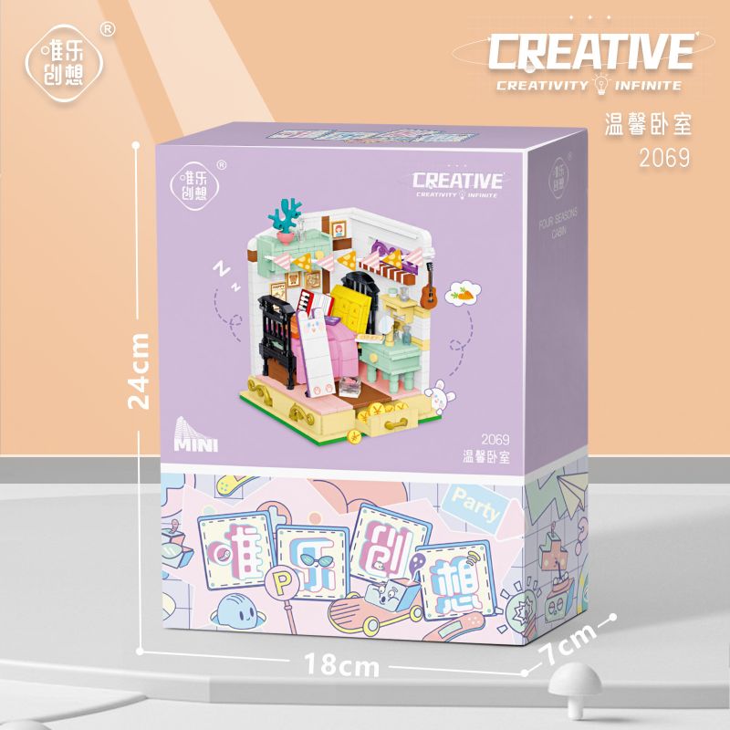 WEILE CHUANGXIANG 2069 non  PHÒNG NGỦ ???M CÚNG bộ đồ chơi xếp lắp ráp ghép mô hình Disney Princess FAIRYTALE TOWN Công Chúa