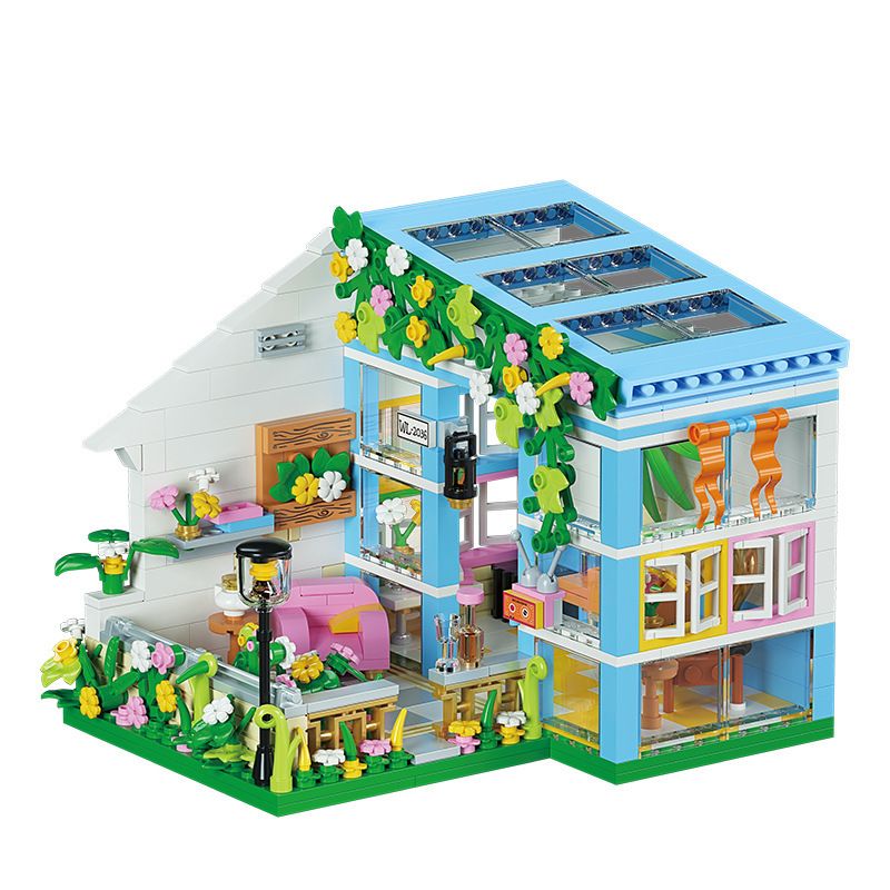 WEILE CHUANGXIANG 2036 non Lego NGÔI NHÀ ĐẦY NẮNG bộ đồ chơi xếp lắp ráp ghép mô hình Disney Princess FAIRYTALE TOWN SUNSHINE FLOWER HOUSE Công Chúa 608 khối