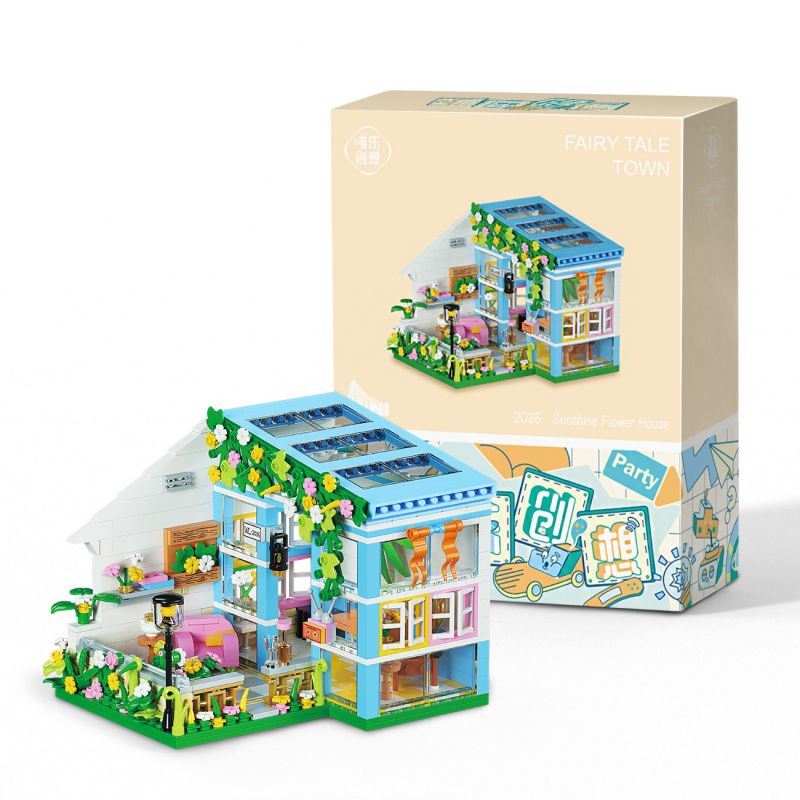 WEILE CHUANGXIANG 2036 non  NGÔI NHÀ ĐẦY NẮNG bộ đồ chơi xếp lắp ráp ghép mô hình Disney Princess FAIRYTALE TOWN SUNSHINE FLOWER HOUSE Công Chúa 608 khối