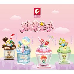 SEMBO 615011 non  KEM MÂM XÔI bộ đồ chơi xếp lắp ráp ghép mô hình Candy Planet Hành Tinh Kẹo Nghọt 144 khối
