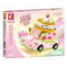 SEMBO 615003 non  CUỘN MATCHA HỒNG bộ đồ chơi xếp lắp ráp ghép mô hình Candy Planet Hành Tinh Kẹo Nghọt 122 khối