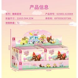 SEMBO 615003 non  CUỘN MATCHA HỒNG bộ đồ chơi xếp lắp ráp ghép mô hình Candy Planet Hành Tinh Kẹo Nghọt 122 khối