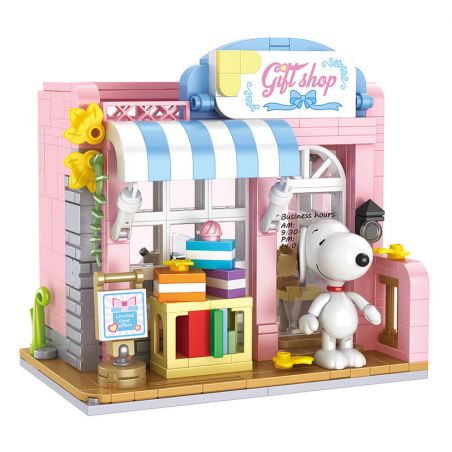 HSANHE CACO S015 non  CỬA HÀNG QUÀ TẶNG bộ đồ chơi xếp lắp ráp ghép mô hình Snoopy PEANUTS SNOOPY GIFT SHOP Chú Chó 430 khối