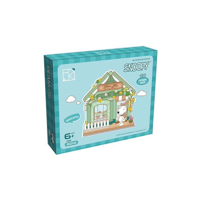 HSANHE CACO S014 non  CỬA HÀNG HOA bộ đồ chơi xếp lắp ráp ghép mô hình Snoopy PEANUTS SNOOPY FLOWER SHOP Chú Chó 438 khối