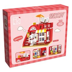 HSANHE CACO S013 non  CỬA HÀNG SÁCH bộ đồ chơi xếp lắp ráp ghép mô hình Snoopy PEANUTS SNOOPY BOOK STORE Chú Chó 379 khối