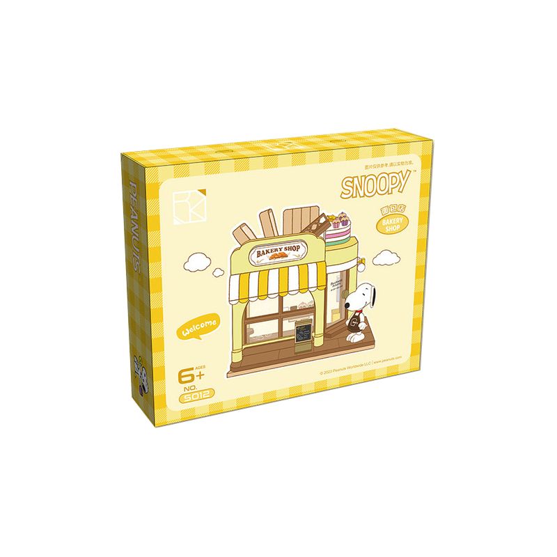 HSANHE CACO S012 non  CỬA HÀNG BÁNH MÌ bộ đồ chơi xếp lắp ráp ghép mô hình Snoopy PEANUTS SNOOPY BAKERY SHOP Chú Chó 427 khối