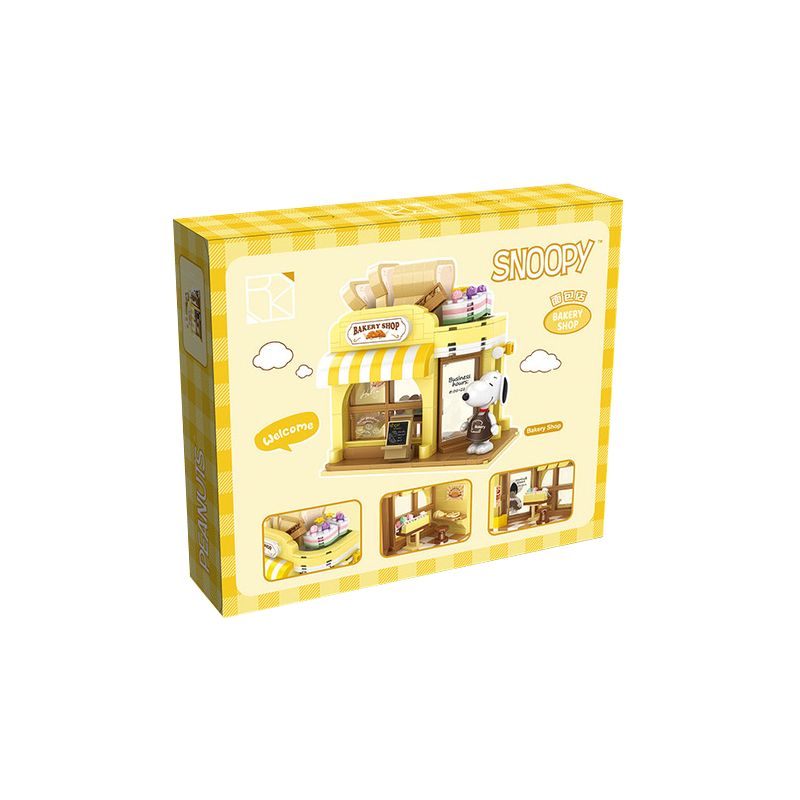 HSANHE CACO S012 non  CỬA HÀNG BÁNH MÌ bộ đồ chơi xếp lắp ráp ghép mô hình Snoopy PEANUTS SNOOPY BAKERY SHOP Chú Chó 427 khối