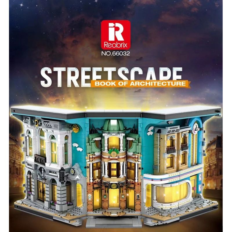 REOBRIX 66032 non  GÓC NHÌN ĐƯỜNG PHỐ bộ đồ chơi xếp lắp ráp ghép mô hình Architecture STREETSCAPE BOOK OF ARCHITECTURE Công Trình Kiến Trúc 3108 khối