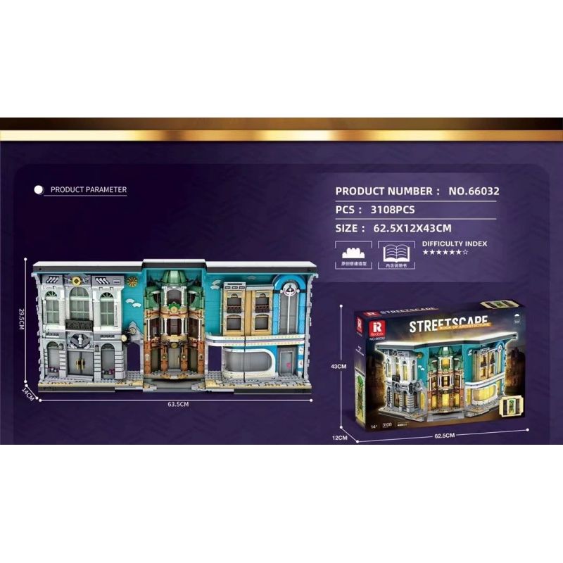 REOBRIX 66032 non  GÓC NHÌN ĐƯỜNG PHỐ bộ đồ chơi xếp lắp ráp ghép mô hình Architecture STREETSCAPE BOOK OF ARCHITECTURE Công Trình Kiến Trúc 3108 khối