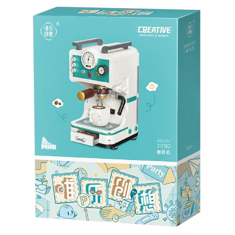 WEIGHT 2090 non  MÁY PHA CÀ PHÊ bộ đồ chơi xếp lắp ráp ghép mô hình COFFEE TIME 663 khối