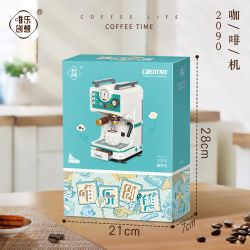 WEIGHT 2090 non  MÁY PHA CÀ PHÊ bộ đồ chơi xếp lắp ráp ghép mô hình COFFEE TIME 663 khối