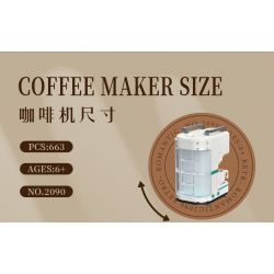 WEIGHT 2090 non  MÁY PHA CÀ PHÊ bộ đồ chơi xếp lắp ráp ghép mô hình COFFEE TIME 663 khối