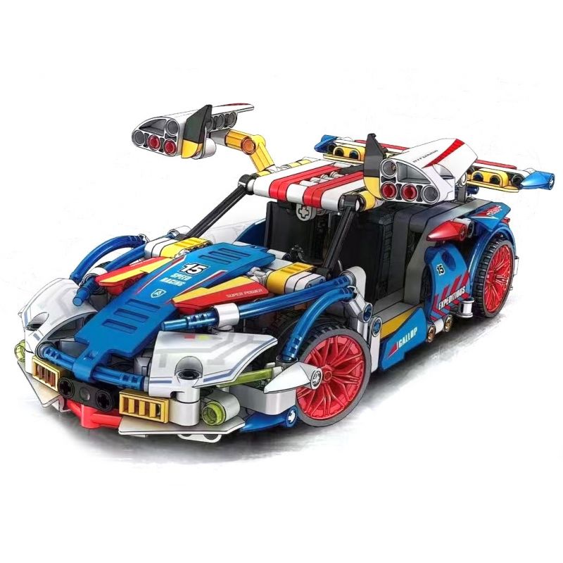BRUCCO BLK-092 non Lego SIÊU XE MÀU HỒNG LÙI bộ đồ chơi xếp lắp ráp ghép mô hình Mini Racing Pacemaker Đua Xe Mini 527 khối