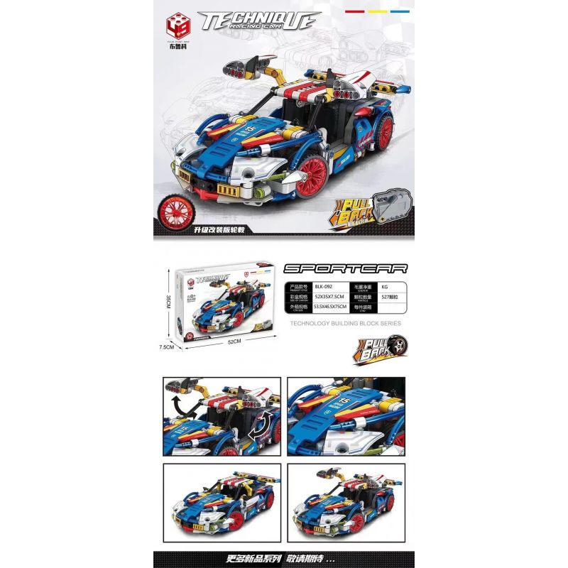 BRUCCO BLK-092 non  SIÊU XE MÀU HỒNG LÙI bộ đồ chơi xếp lắp ráp ghép mô hình Mini Racing Pacemaker Đua Xe Mini 527 khối