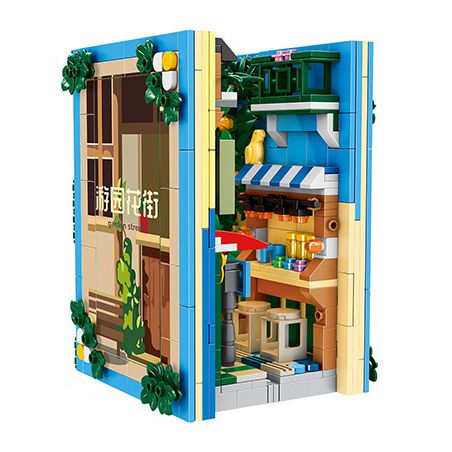 FAIR 6777 non  VƯỜN HOA ĐƯỜNG BOOKEND bộ đồ chơi xếp lắp ráp ghép mô hình STREETSCAPE 870 khối