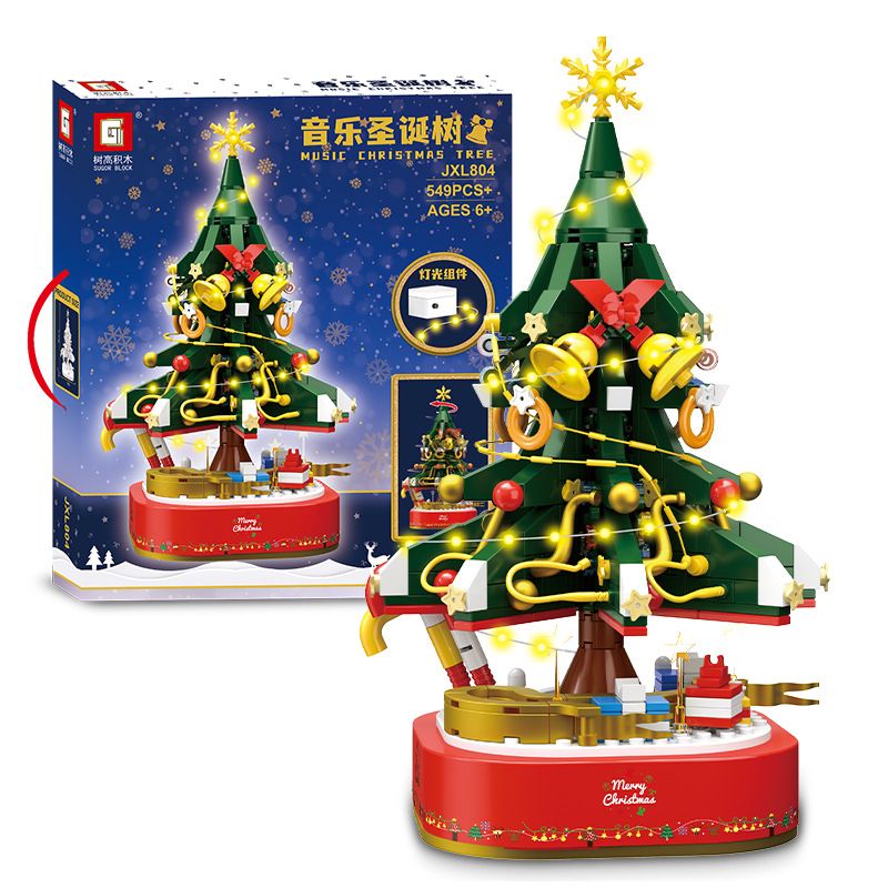 TREE HEIGHT JXL804 non Lego HỘP NHẠC CÂY THÔNG GIÁNG SINH ÂM bộ đồ chơi xếp lắp ráp ghép mô hình Creator MUSIC CHRISTMARS TREE Sáng Tạo 549 khối