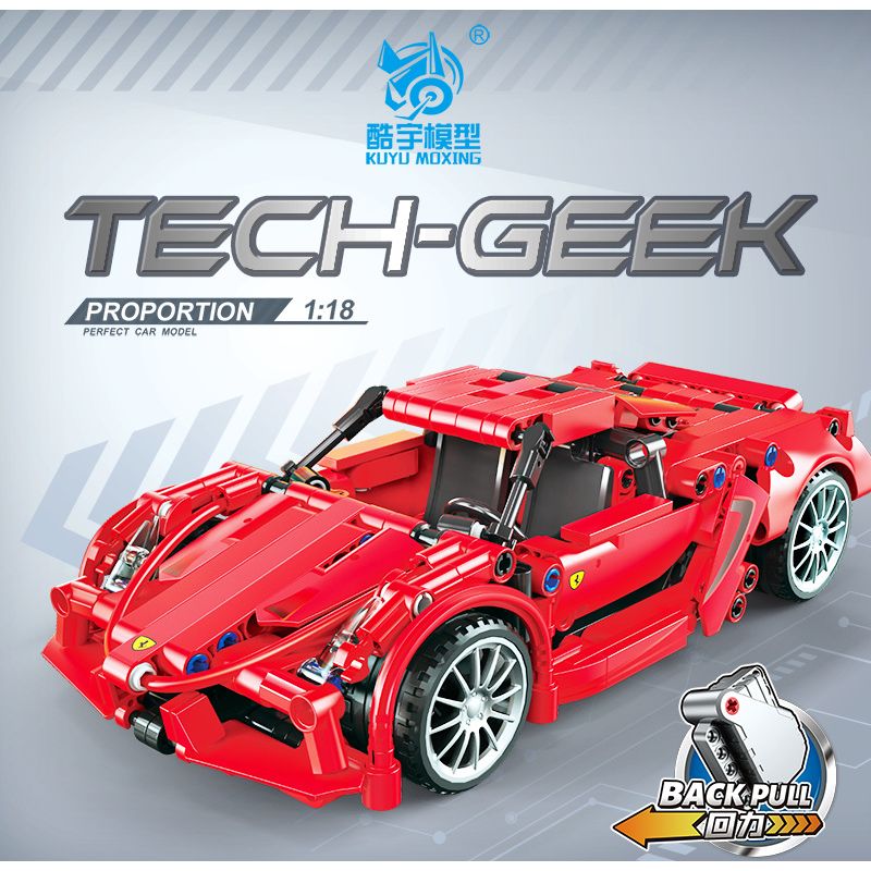 KUYU MOXING 10033 non  XE THỂ THAO MÀU ĐỎ LÙI tỷ lệ 1:18 bộ đồ chơi xếp lắp ráp ghép mô hình Mini Racing Pacemaker Đua Xe Mini 405 khối