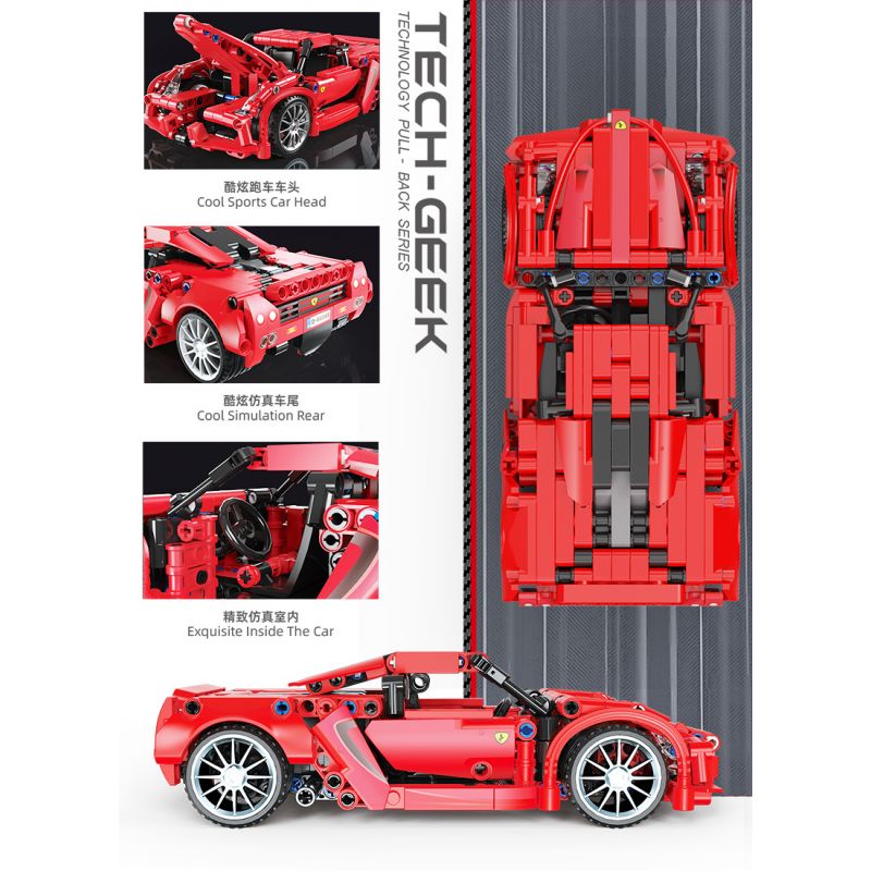 KUYU MOXING 10033 non  XE THỂ THAO MÀU ĐỎ LÙI tỷ lệ 1:18 bộ đồ chơi xếp lắp ráp ghép mô hình Mini Racing Pacemaker Đua Xe Mini 405 khối