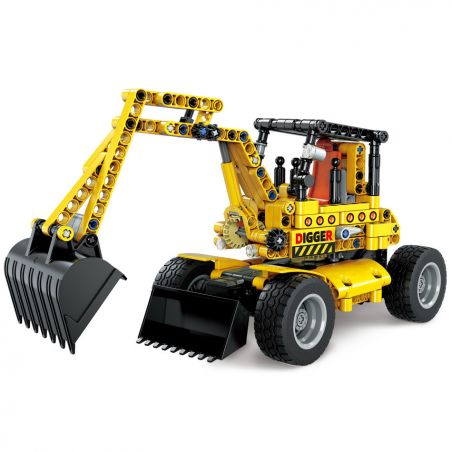 ZHEGAO QL1227 1227 non  KÉO LÙI MÁY XÚC Ô TÔ bộ đồ chơi xếp lắp ráp ghép mô hình ENGINEERING TRUCK 411 khối