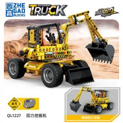 ZHEGAO QL1227 1227 non  KÉO LÙI MÁY XÚC Ô TÔ bộ đồ chơi xếp lắp ráp ghép mô hình ENGINEERING TRUCK 411 khối