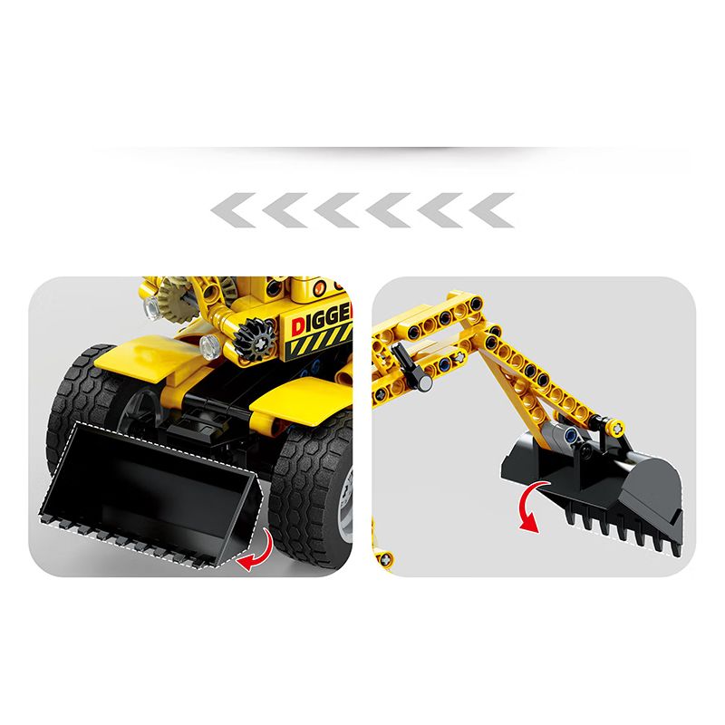 ZHEGAO QL1227 1227 non  KÉO LÙI MÁY XÚC Ô TÔ bộ đồ chơi xếp lắp ráp ghép mô hình ENGINEERING TRUCK 411 khối