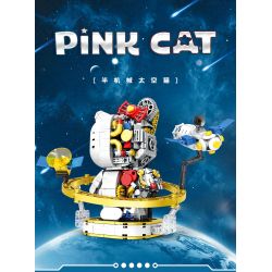 LQS 6305 non  MÈO KHÔNG GIAN CYBORG bộ đồ chơi xếp lắp ráp ghép mô hình PINK CAT 830 khối
