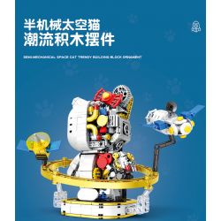 LQS 6305 non  MÈO KHÔNG GIAN CYBORG bộ đồ chơi xếp lắp ráp ghép mô hình PINK CAT 830 khối