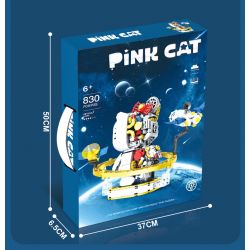 LQS 6305 non  MÈO KHÔNG GIAN CYBORG bộ đồ chơi xếp lắp ráp ghép mô hình PINK CAT 830 khối