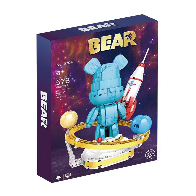 LQS 6304 non  GẤU BẠO LỰC KHÔNG GIAN bộ đồ chơi xếp lắp ráp ghép mô hình BEAR 578 khối